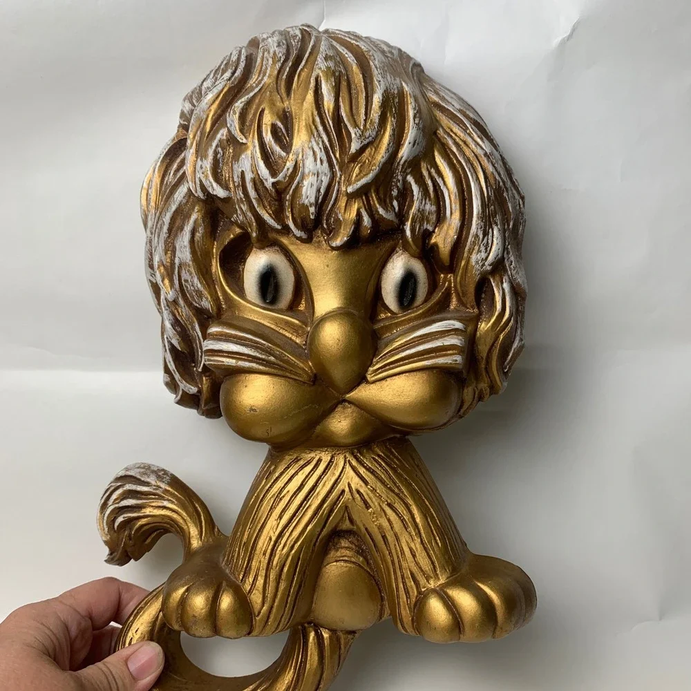 Vintage 1975 Homco Lion Wall Plaques Gold Pair Universal Statuary Corp 7375 7376